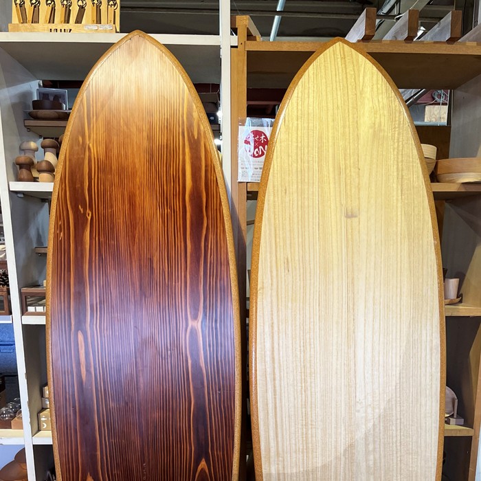 小田原・箱根産の間伐材スギを使用したサーフボード